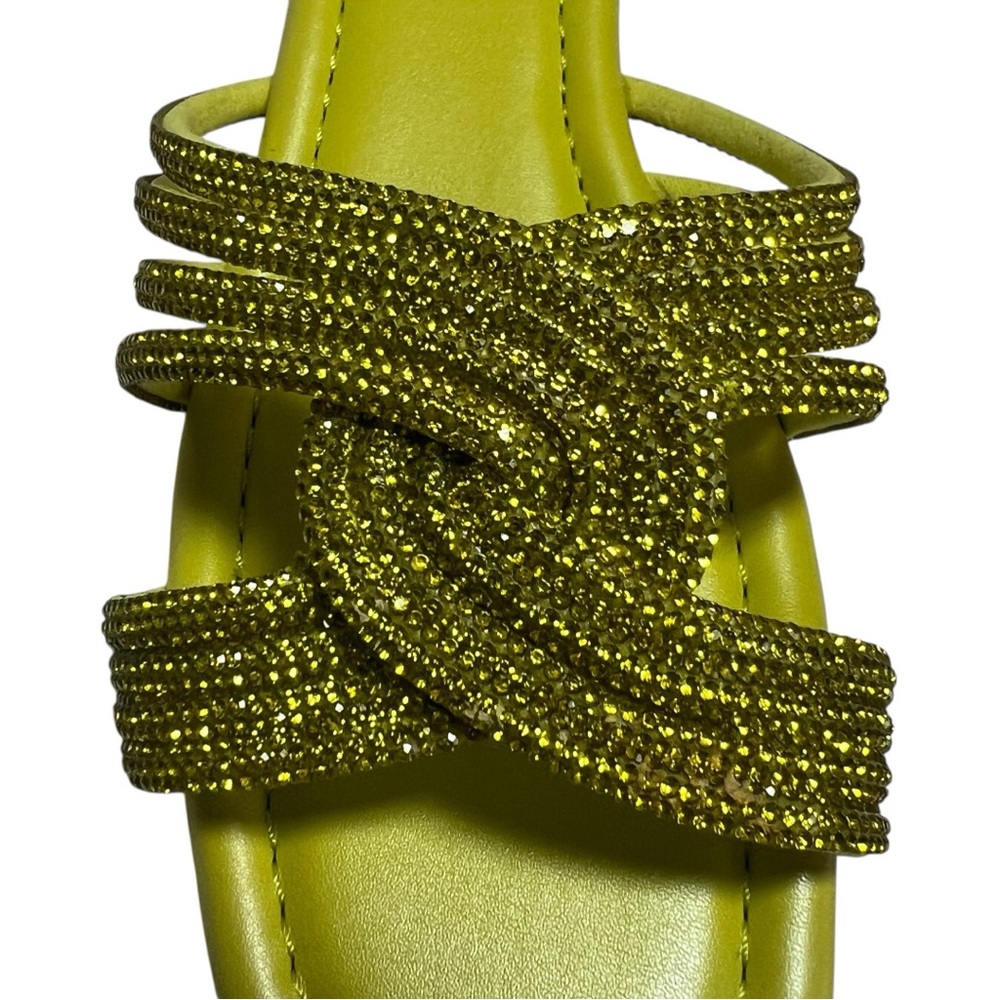 Alex Marie Bright Yellow Beaded Sandals NIB Size 7.5 rhinestones beaded lemon